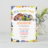 パーソナルスポーツ誕生日印刷可能招待状 招待状 (スタンド正面)