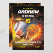 パーソナルスポーツ誕生日印刷可能招待状 招待状 (正面/裏面)