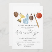 パーソナルスポーツ赤ちゃんシャワーバンドル 招待状 (正面/裏面)