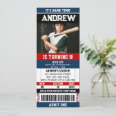 パーソナルスポーツ野球チケット誕生日と写真 招待状 (スタンド正面)