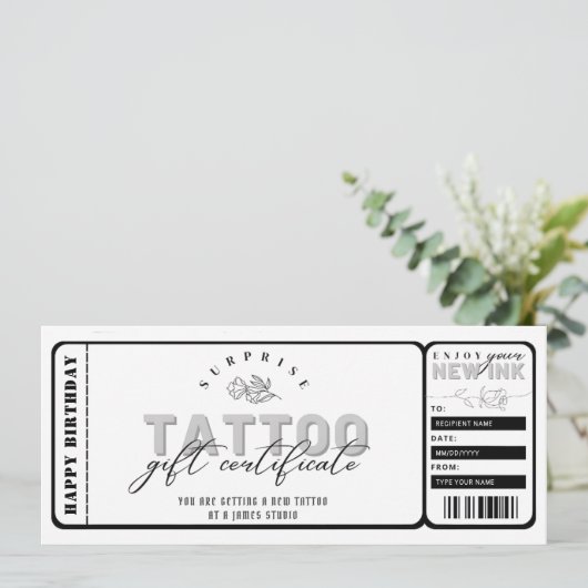 パーソナルタトゥー割引券テンプレートチケット 招待状 (スタンド正面)