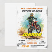 パーソナルダートバイクモトクロス誕生日パーティー 招待状 (正面/裏面)