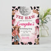 パーソナルディスコロデオピンク女性のカーボーイ誕生日ダンス 招待状 (スタンド正面)