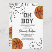 パーソナルデジタルバスケットボールベビーシャワー招待状 招待状 (正面/裏面)