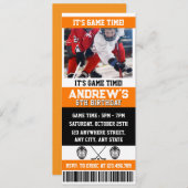 パーソナルデジタルホッケーチケット誕生日追加フォト 招待状 (正面/裏面)