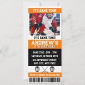 パーソナルデジタルホッケーチケット誕生日追加フォト 招待状 (正面)