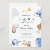 パーソナルデジタルボーイズベースボールルーキーベビーシャワー 招待状 (正面/裏面)