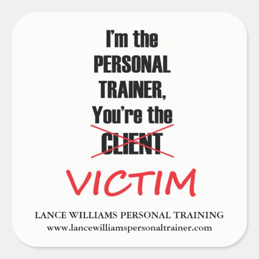 パーソナルトレーナーおもしろいフィットネスジムビジネス スクエアシール (正面)