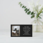 パーソナルトレーナーかフィットネスのDumbellsタオル及び水 名刺 (スタンド正面)