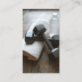 パーソナルトレーナーかフィットネスのDumbellsタオル及び水 名刺 (裏面)