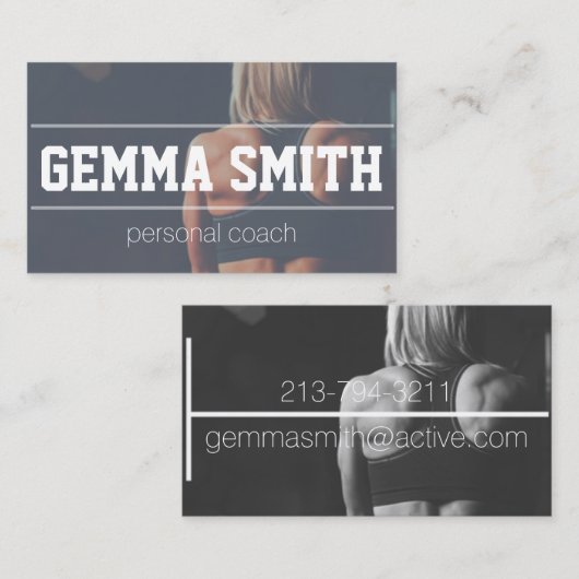 パーソナルトレーナーのフィットネスのコーチの体育館インストラクター 名刺 (正面/裏面)