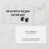 パーソナルトレーナーのフィットネスのダンベルのカッコいいのタイポグラフィ 名刺 (正面/裏面)