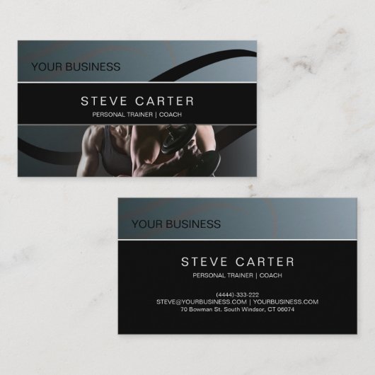 パーソナルトレーナーのフィットネス・クラブのコーチの名刺 名刺 (正面/裏面)