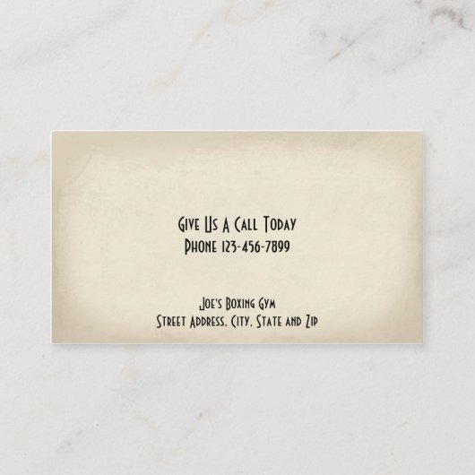 パーソナルトレーナーのボクサーの体育館の名刺 名刺 (裏面)