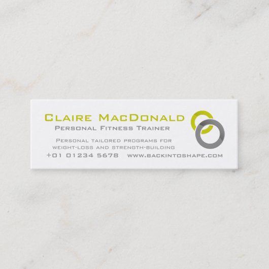 パーソナルトレーナーのライム灰色ビジネスプロモーションカード スキニー名刺 (正面)