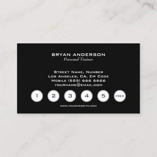 パーソナルトレーナーのロイヤリティの穿孔器の名刺 ロイヤリティカード (裏面)