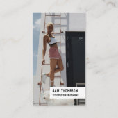 パーソナルトレーナーの写真とロゴのソーシャルメディアのアイコン 名刺 (正面)