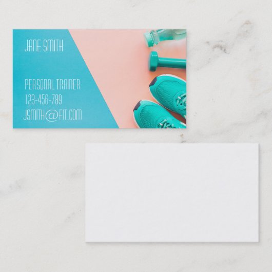 パーソナルトレーナーの女性のフリーのフィットネスのコーチ 名刺 (正面/裏面)