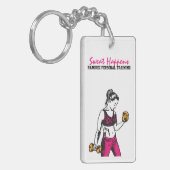 パーソナルトレーナーの女性の重量挙げ選手Keychain キーホルダー (正面左)