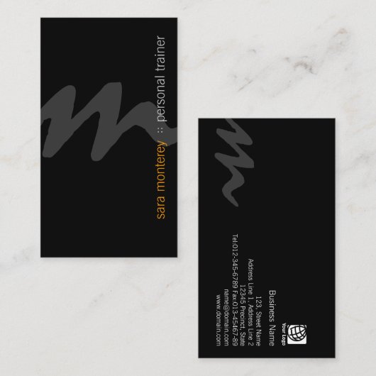 パーソナルトレーナーはっきりしたモノグラム名刺 名刺 (正面/裏面)