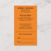 パーソナルトレーナーまたはコーチブラック&オレンジ 予約カード (裏面)