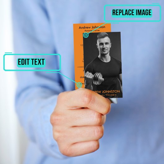 パーソナルトレーナーまたはコーチブラック&オレンジ 予約カード
