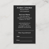 パーソナルトレーナーまたはコーチブラック&ホワイト 予約カード (裏面)