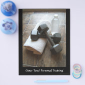 パーソナルトレーナーまたはフィットネスダンベルタオル&ウォーター チラシ (シングル)