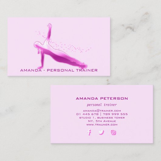 パーソナルトレーナーウェルネスフィットネスソーシャルメディア 名刺 (正面/裏面)