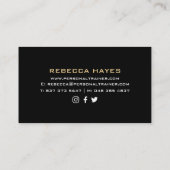 パーソナルトレーナーガーリーブラック&金ゴールドタイガープリント 名刺 (裏面)