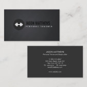 パーソナルトレーナークールホワイトダンベルロゴフィットネス 名刺 (正面/裏面)