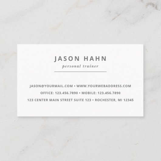 パーソナルトレーナーグレー/ベージュ写真 名刺 (裏面)