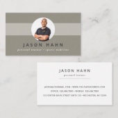 パーソナルトレーナーグレー/ベージュ写真 名刺 (正面/裏面)