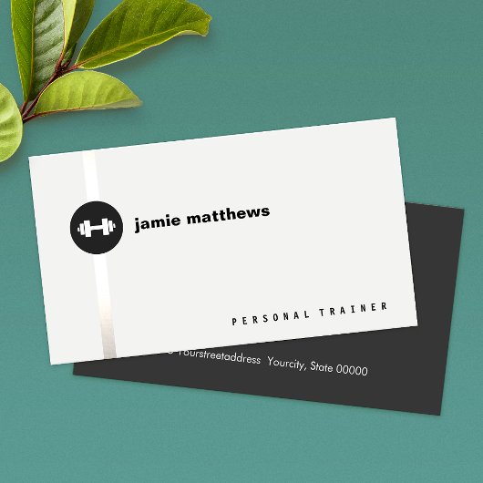 パーソナルトレーナーダンベルロゴフィットネスインストラクター 名刺