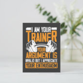 パーソナルトレーナートレーニング引用文おもしろい重量挙げ ポストカード (スタンド正面)