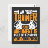 パーソナルトレーナートレーニング引用文おもしろい重量挙げ ポストカード (正面/裏面)