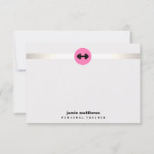 パーソナルトレーナーピンクダンベルロゴフィットネス ノートカード (正面)