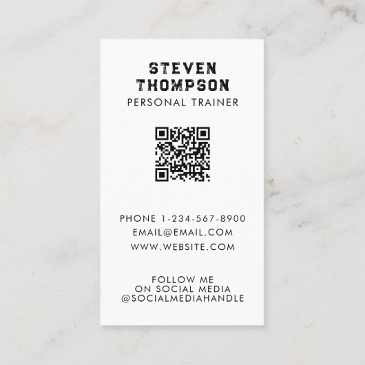 パーソナルトレーナーフィットネスアスリート写真QRコード 名刺 (裏面)