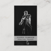 パーソナルトレーナーフィットネスアスリート白黒写真 名刺 (正面)
