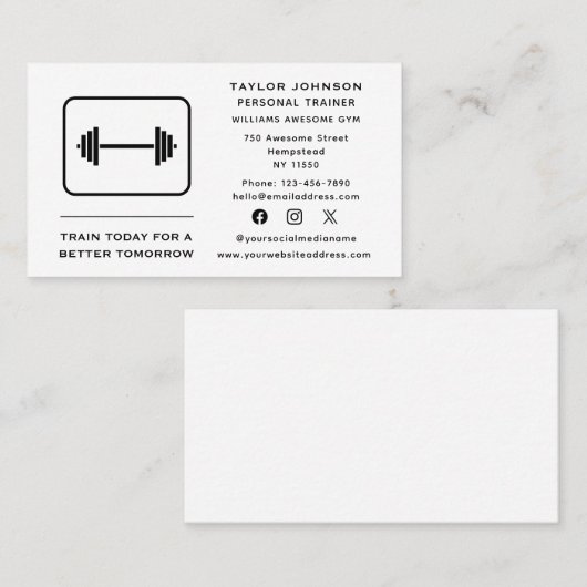 パーソナルトレーナーフィットネスインストラクターソーシャルメディア 名刺 (正面/裏面)