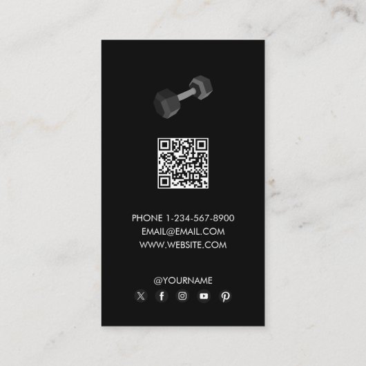 パーソナルトレーナーフィットネスウェイトプレートダンベル 名刺 (裏面)