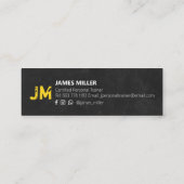 パーソナルトレーナーフィットネスコーチモダンブラックグランジ スキニー名刺 (裏面)