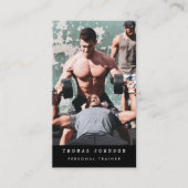 パーソナルトレーナーフィットネスフォトQRコードブラック 名刺 (正面)