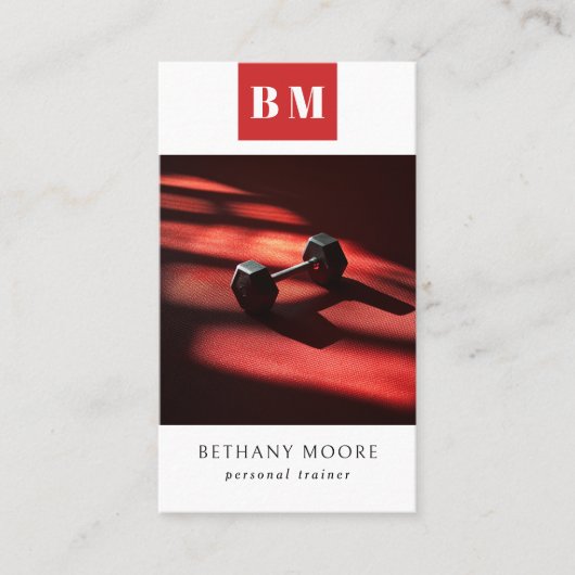 パーソナルトレーナーフィットネスモノグラムカスタム写真 名刺 (正面)