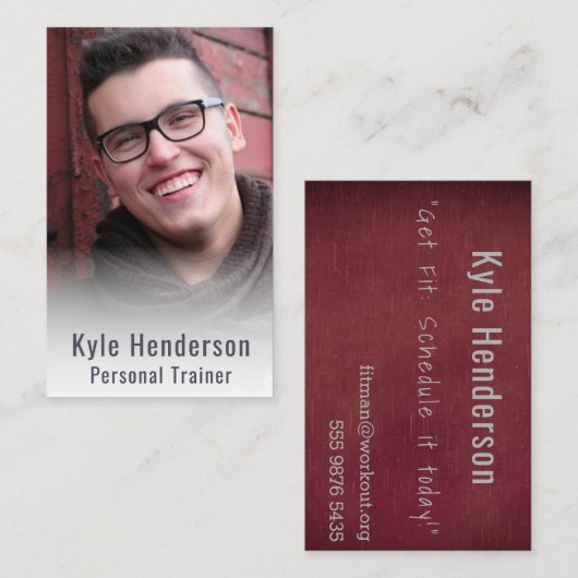 パーソナルトレーナーフィットネス写真テンプレート 名刺 (正面/裏面)