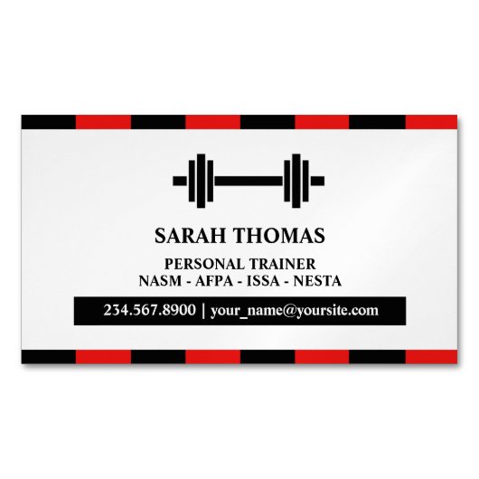 パーソナルトレーナーフィットネス マグネット名刺 (正面)