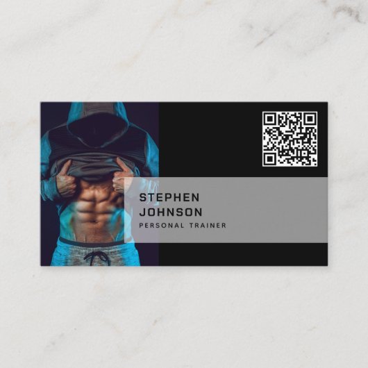 パーソナルトレーナーフィットネスQRコードソーシャルメディアのアイコン 名刺 (正面)