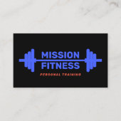 パーソナルトレーナーブルーバーベルフィットネスブラック 名刺 (正面)