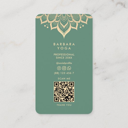 パーソナルトレーナーホリスティックブルーエレガントマンダラ 名刺 (裏面)