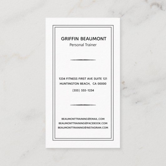パーソナルトレーナーモダン写真 名刺 (裏面)